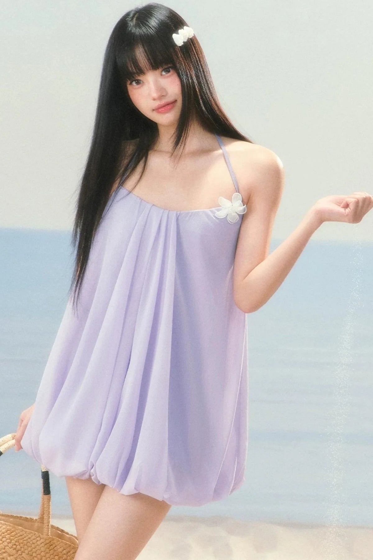 Chiffon Puffy Flower Bud Dress