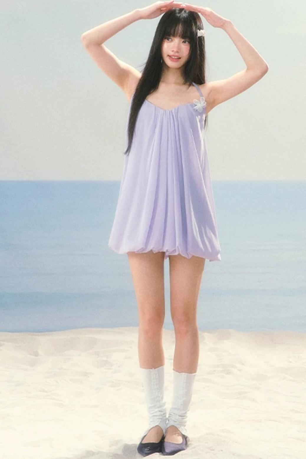 Chiffon Puffy Flower Bud Dress