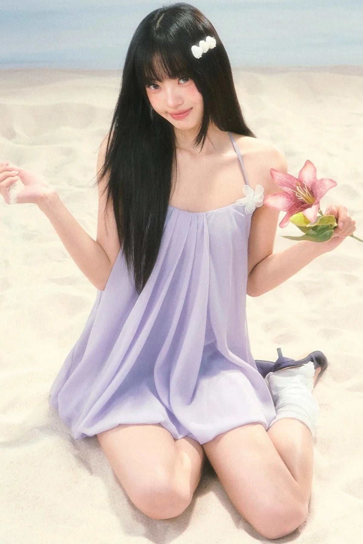 Chiffon Puffy Flower Bud Dress