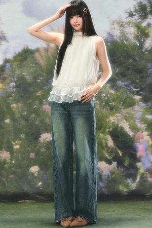 Chiffon Ruffled Halter Camisole Top