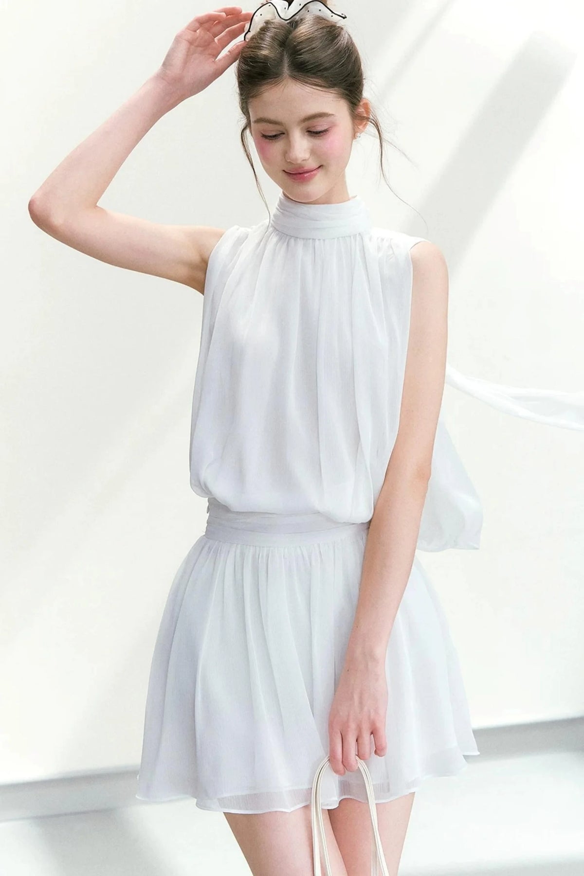 Chiffon Sleeveless Top and Skirt Set-Up