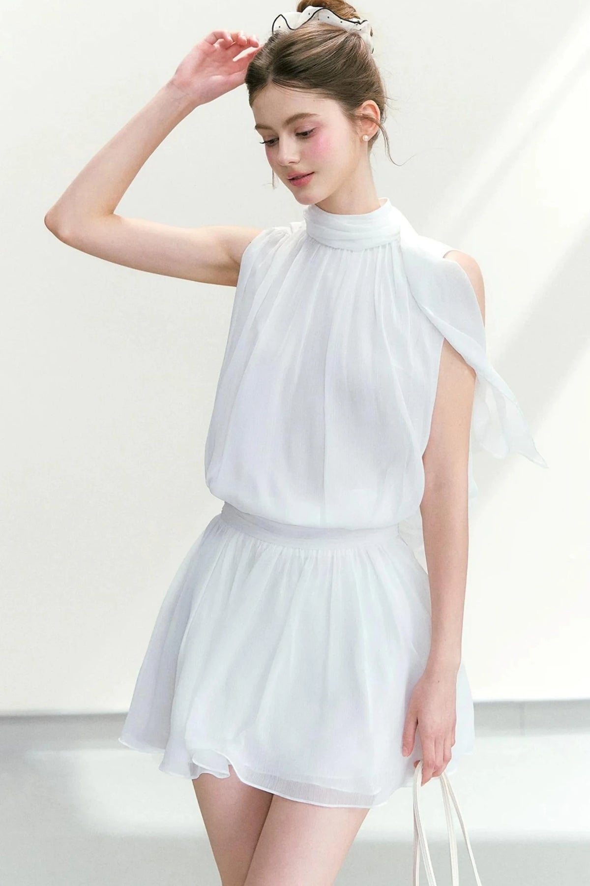 Chiffon Sleeveless Top and Skirt Set-Up