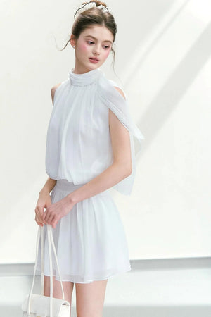 Chiffon Sleeveless Top and Skirt Set-Up
