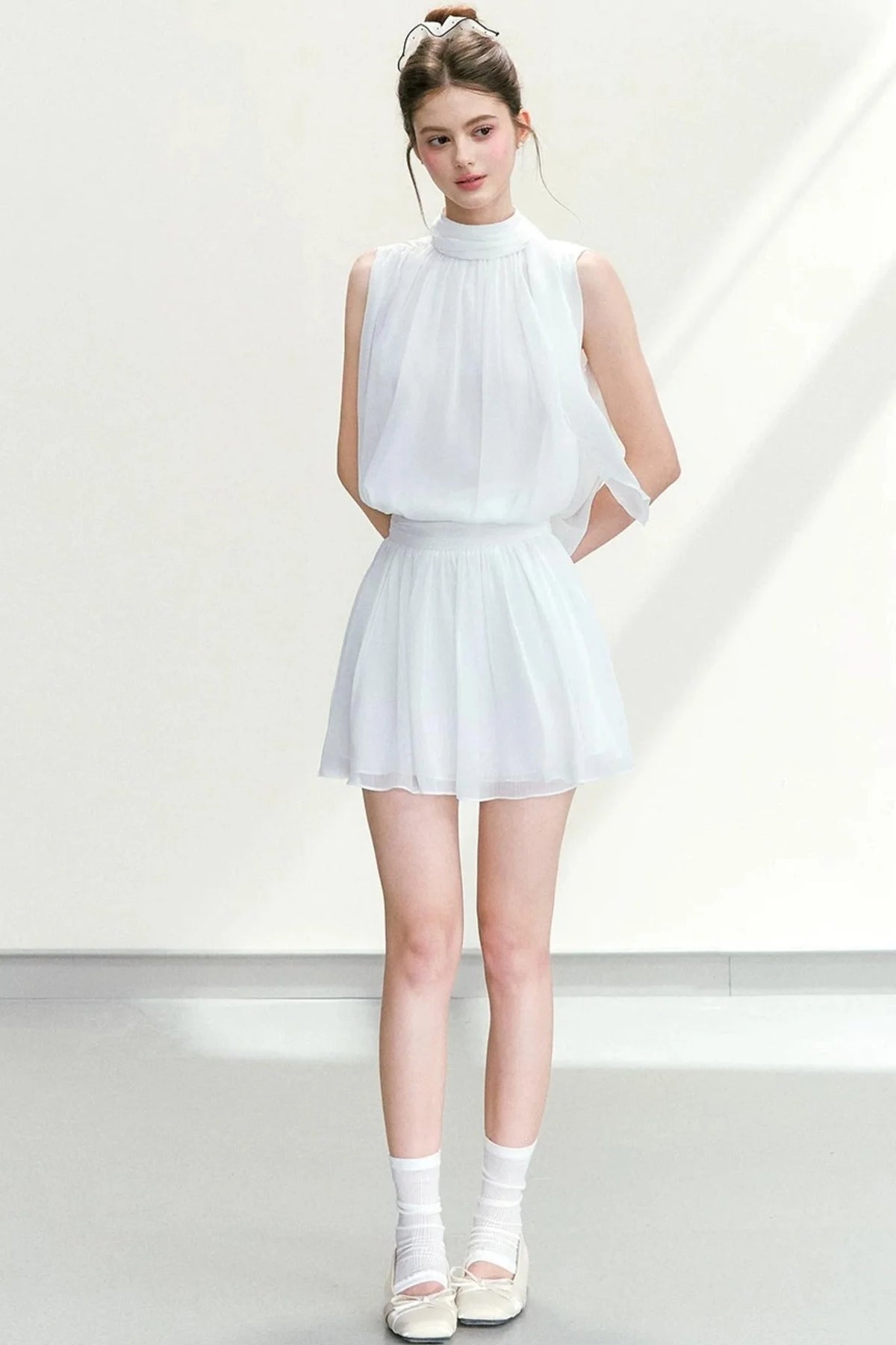 Chiffon Sleeveless Top and Skirt Set-Up