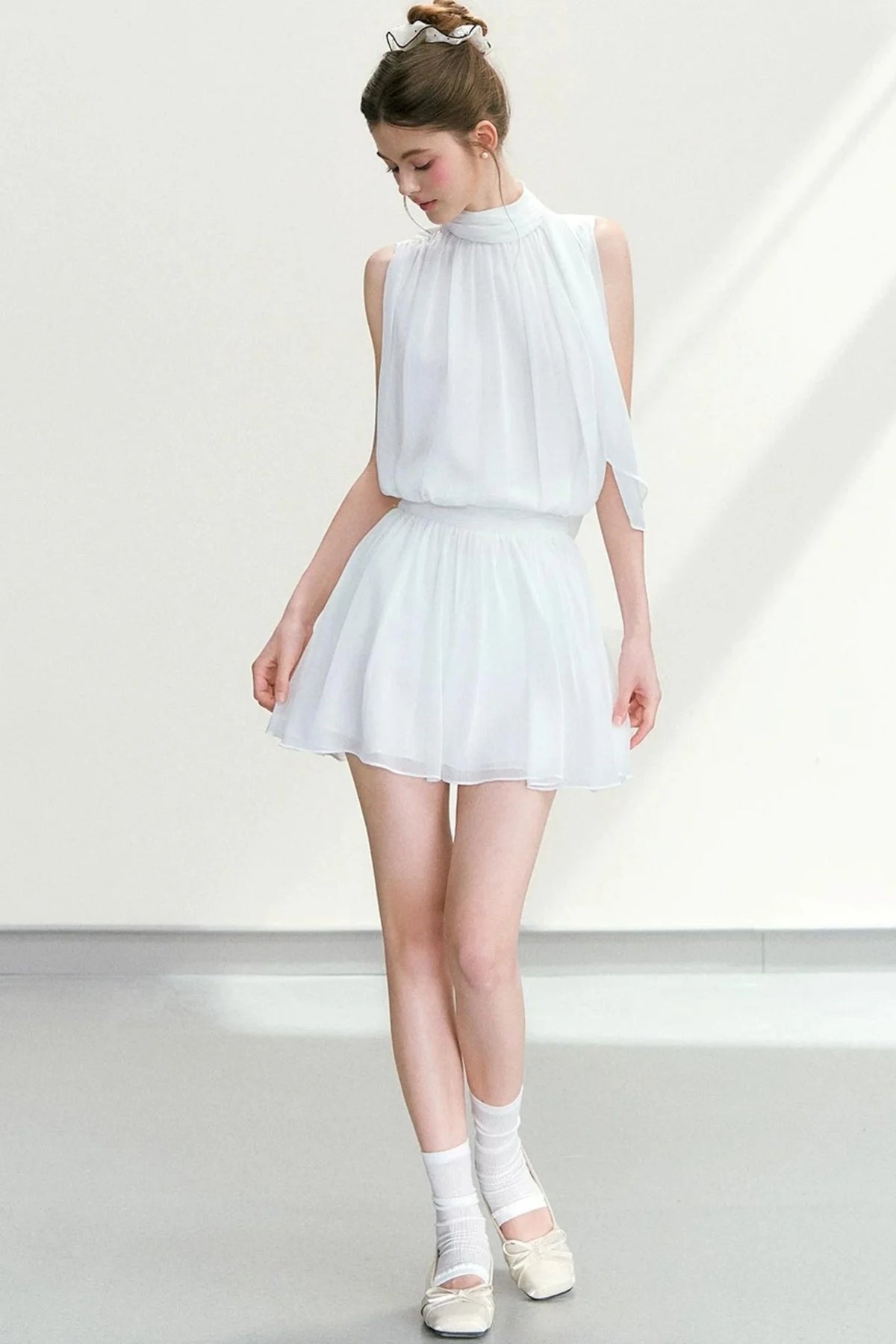 Chiffon Sleeveless Top and Skirt Set-Up