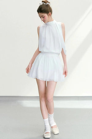 Chiffon Sleeveless Top and Skirt Set-Up