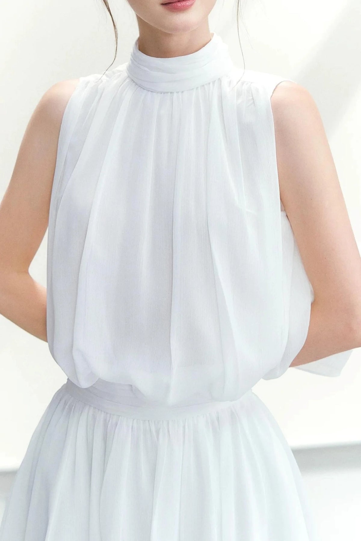 Chiffon Sleeveless Top and Skirt Set-Up