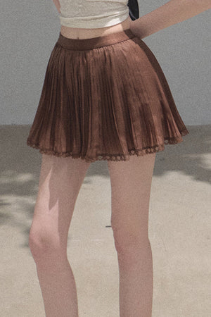 Chiffon Thin Lace Pleated Skirt