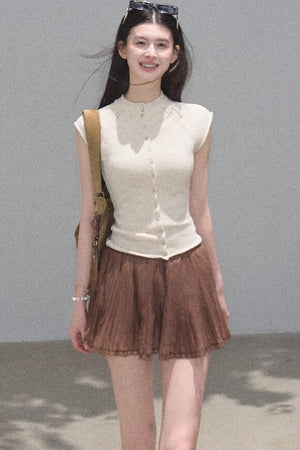 Chiffon Thin Lace Pleated Skirt