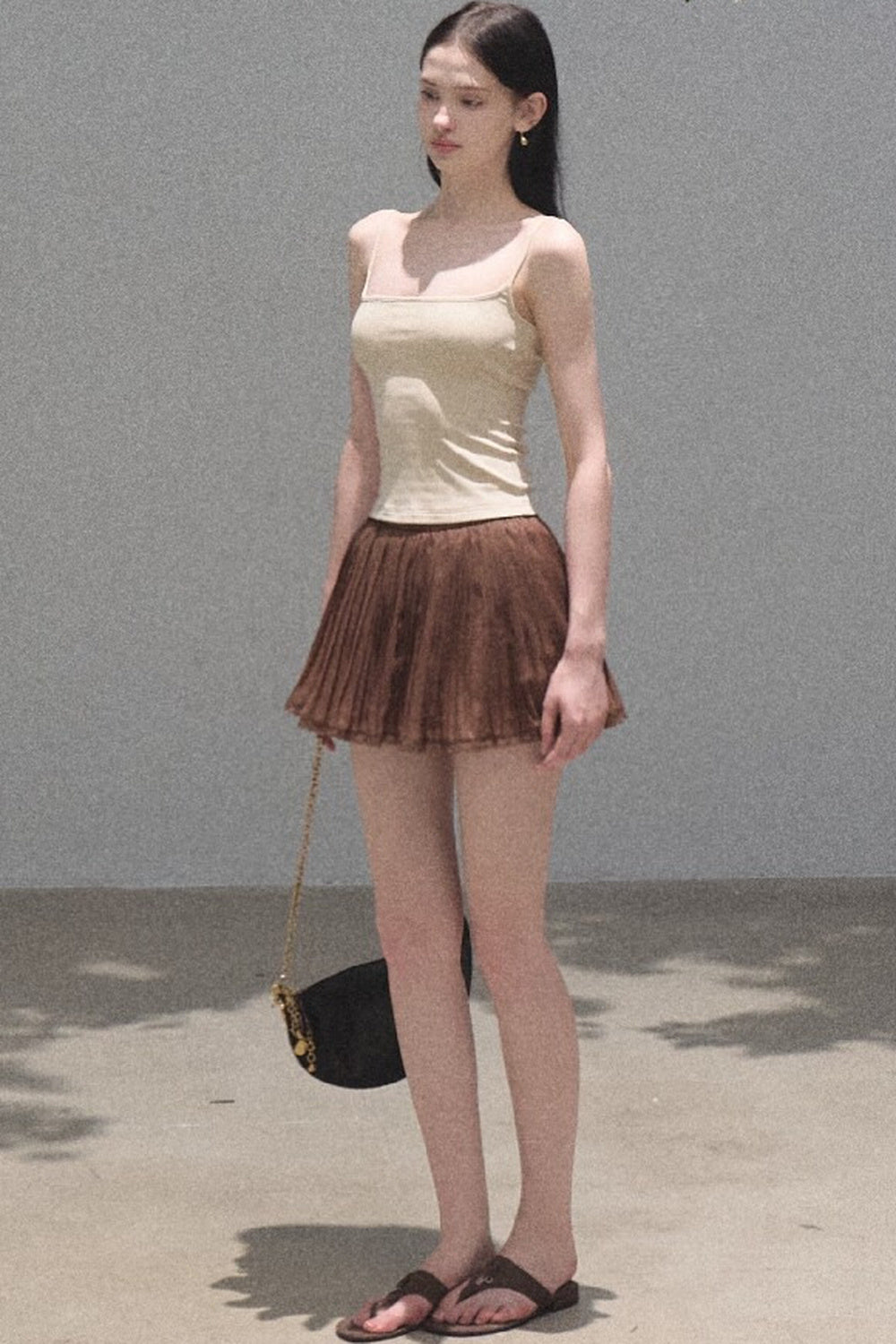 Chiffon Thin Lace Pleated Skirt