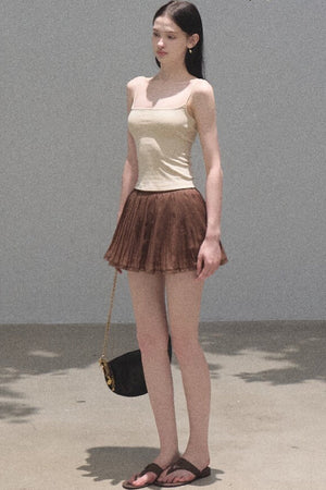 Chiffon Thin Lace Pleated Skirt
