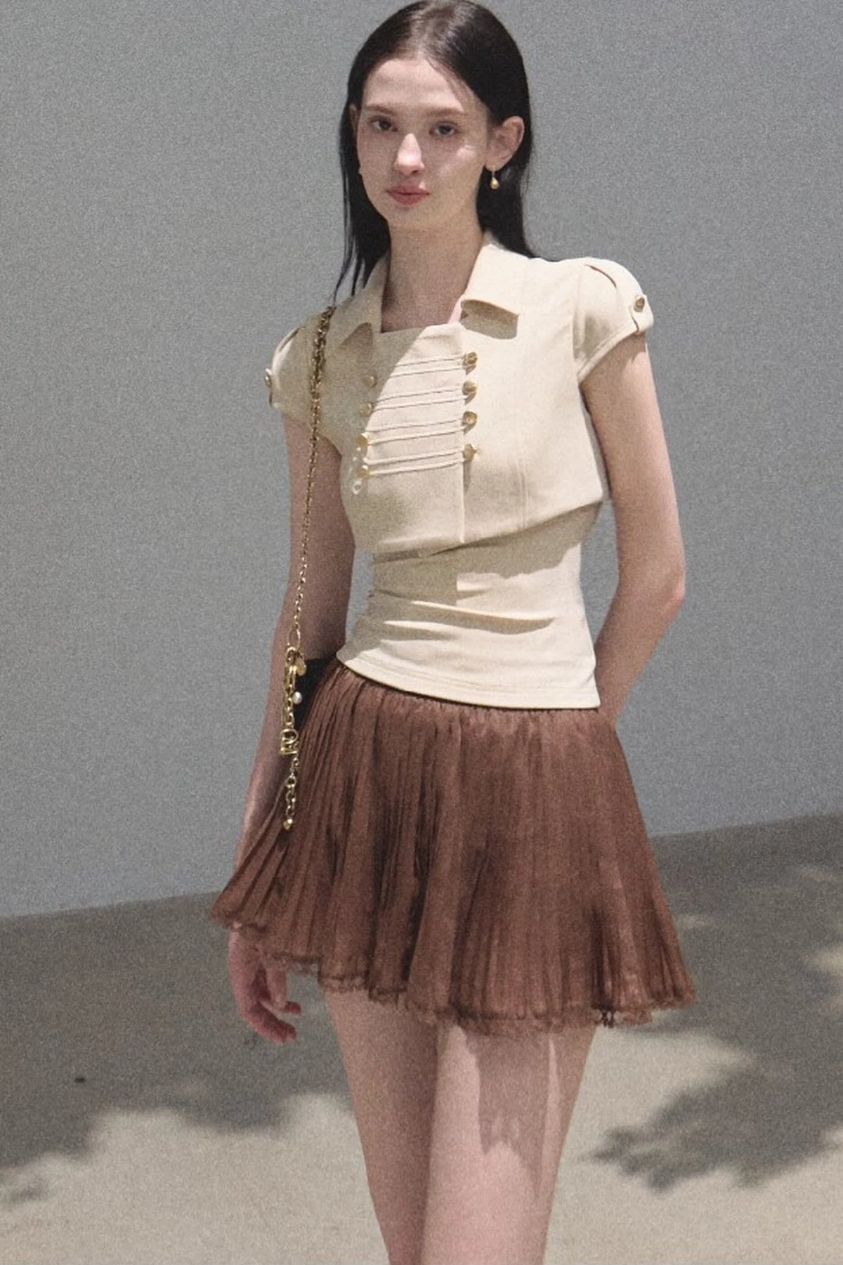 Chiffon Thin Lace Pleated Skirt