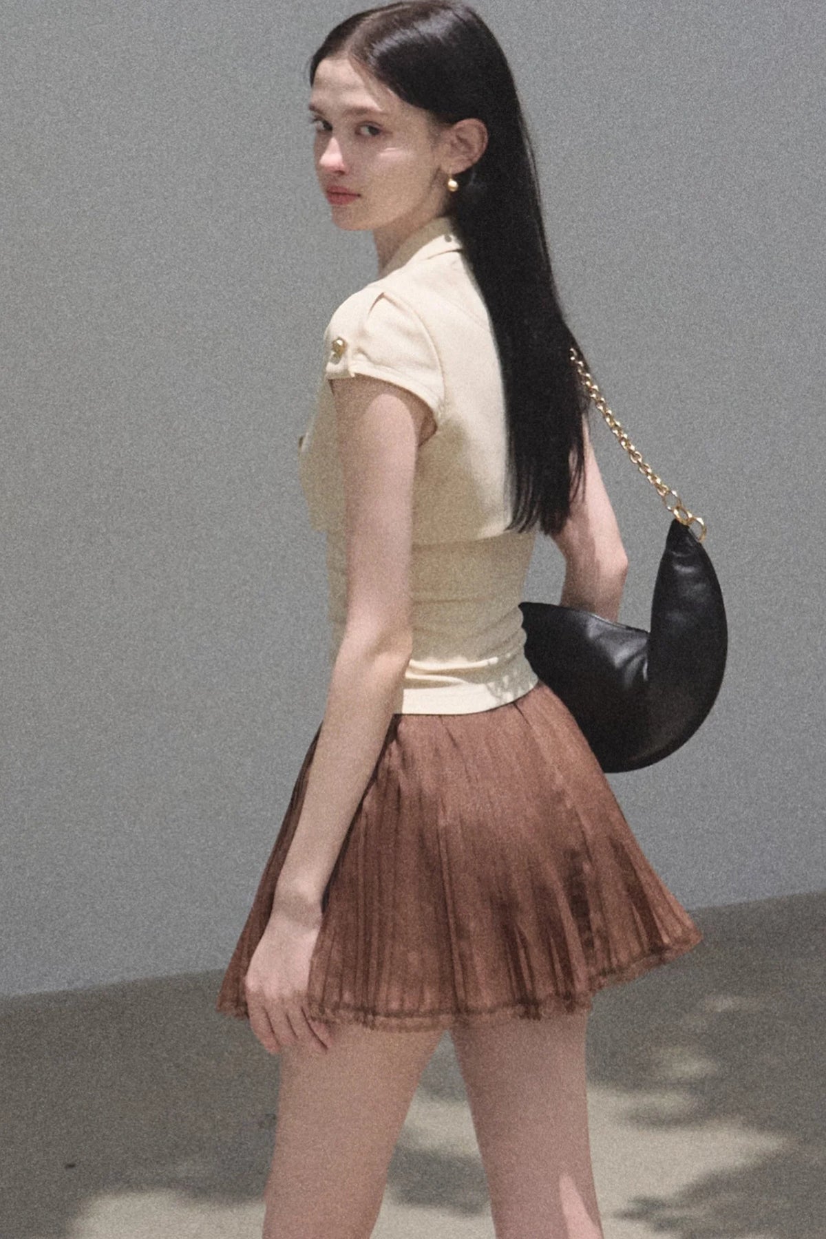 Chiffon Thin Lace Pleated Skirt