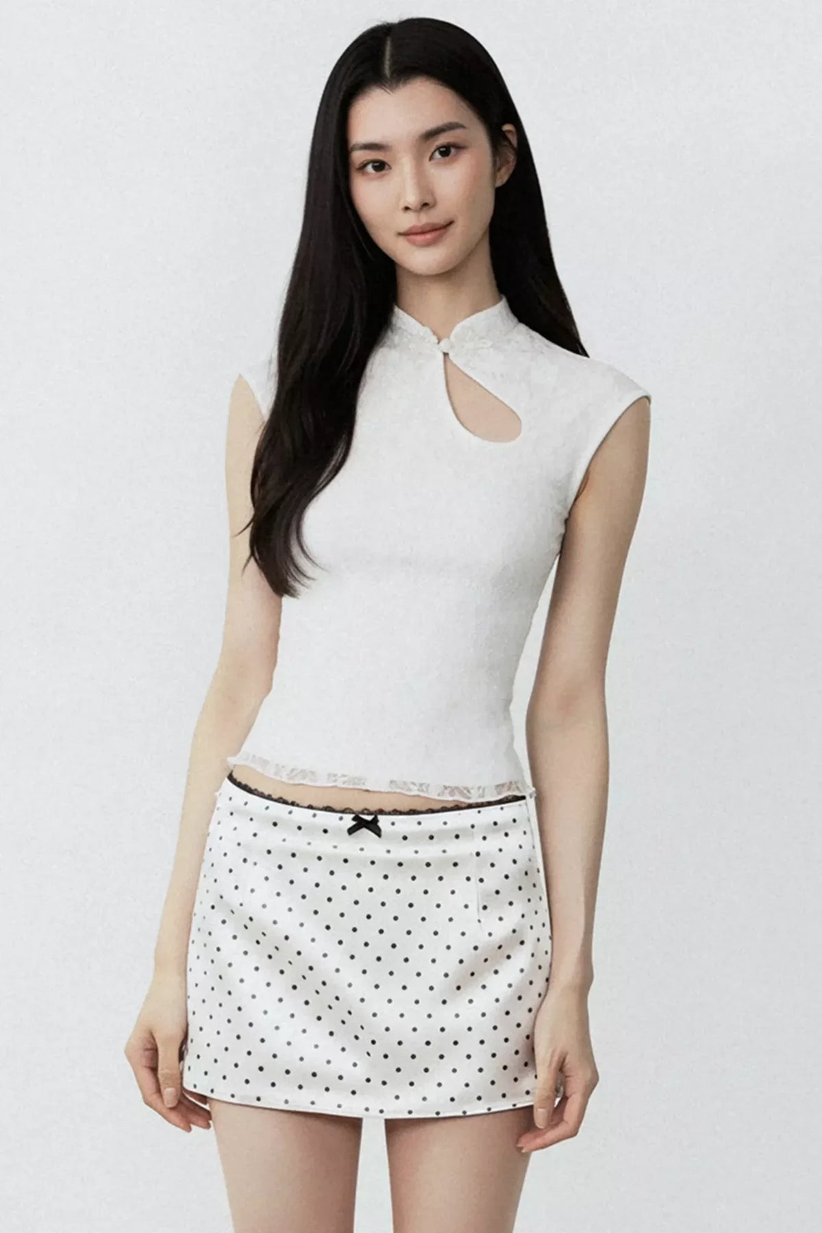 Chinese Lace Asymmetrical Vest