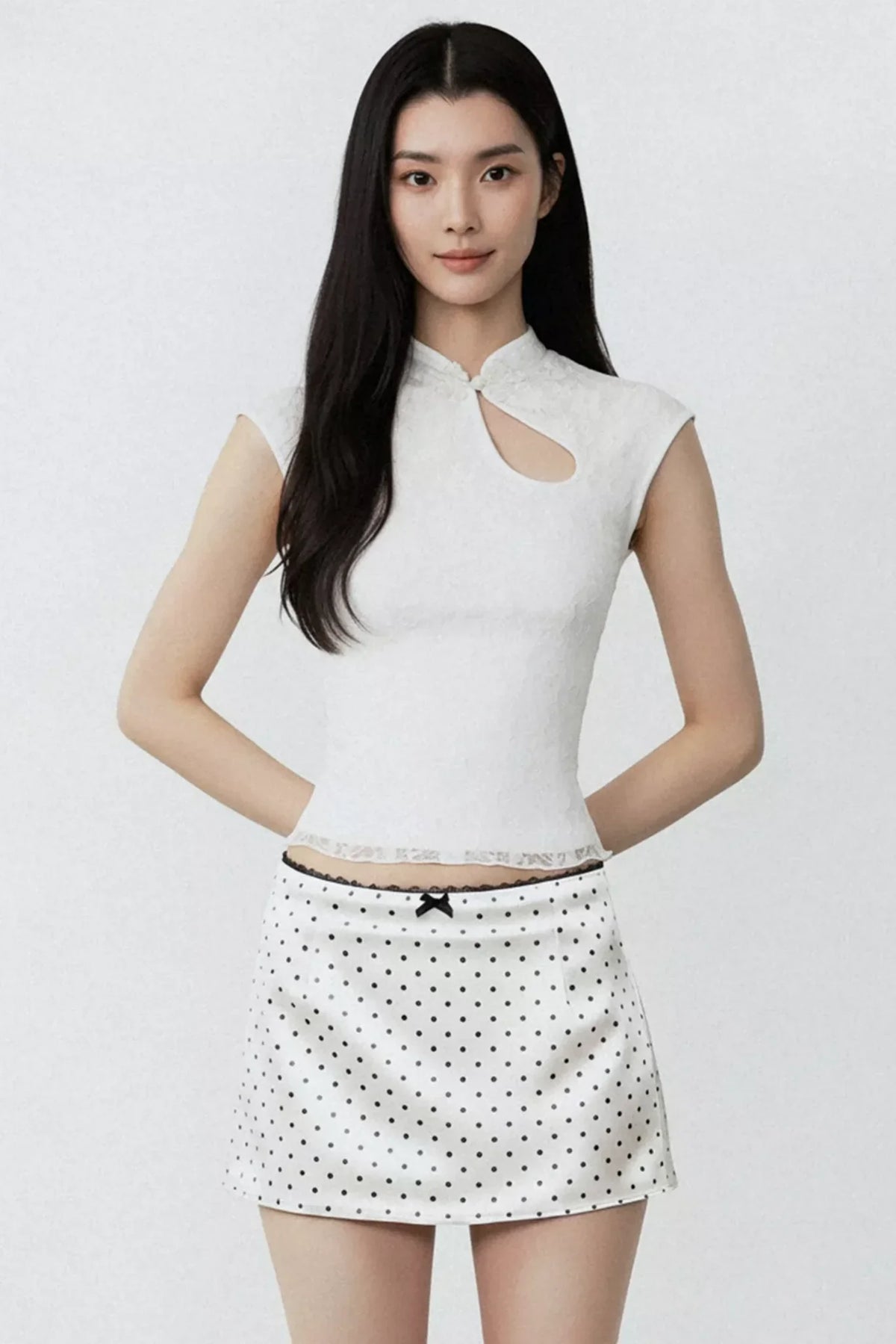Chinese Lace Asymmetrical Vest