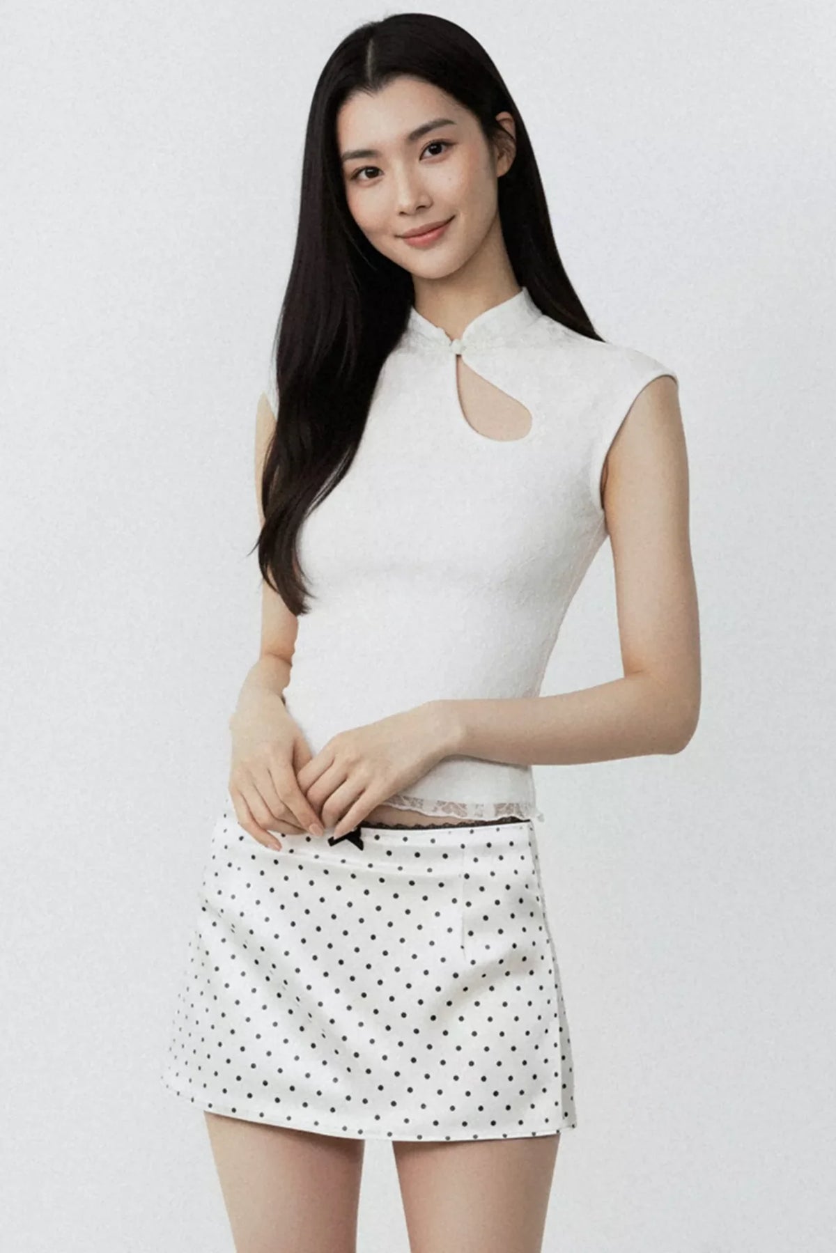 Chinese Lace Asymmetrical Vest