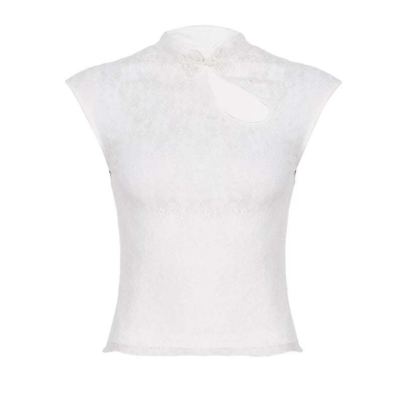Chinese Lace Asymmetrical Vest