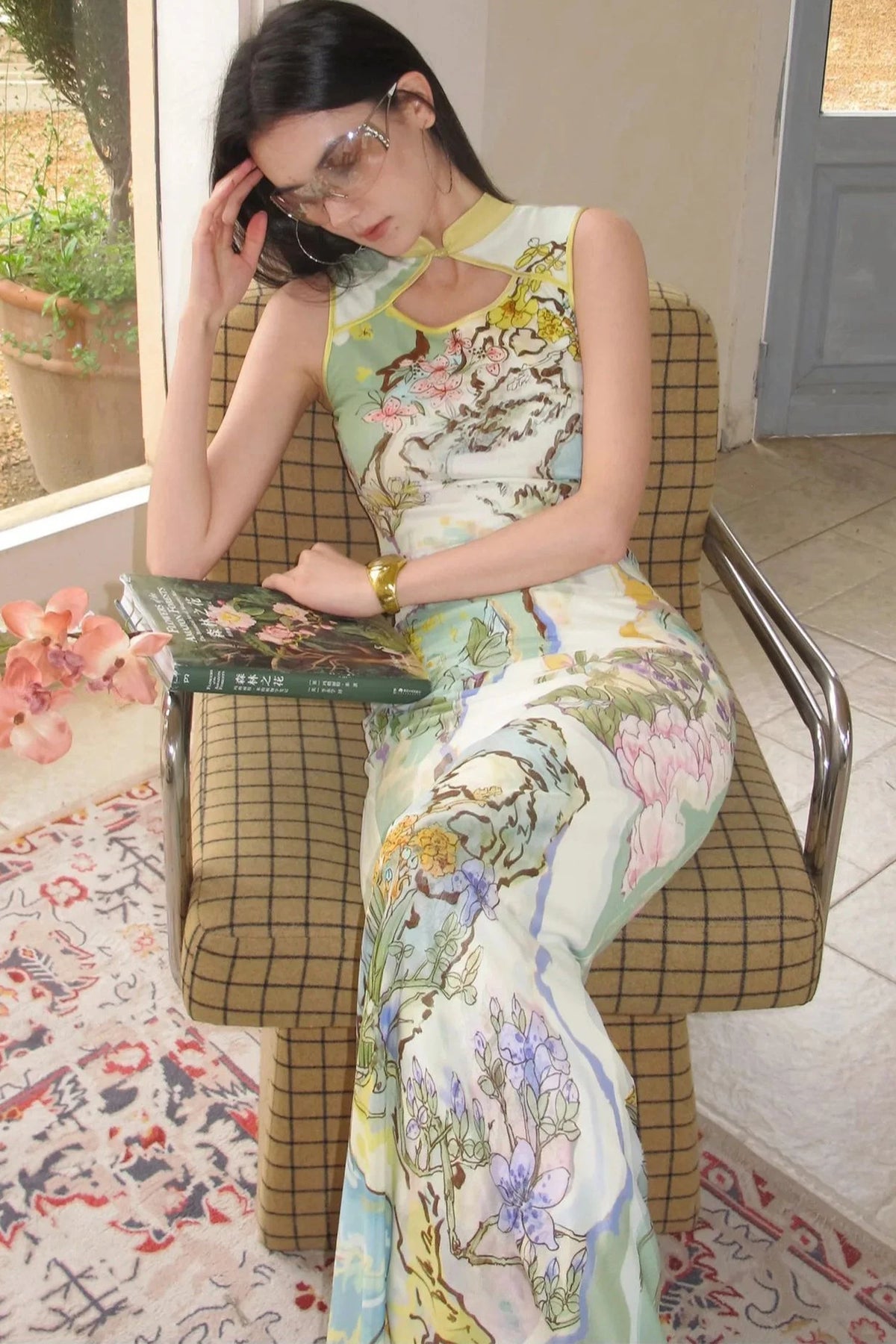 Chinese Style Ink Floral Cheongsam Dress