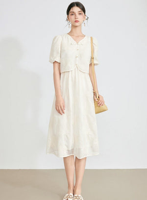 Chinese Style Puff Sleeve Dress