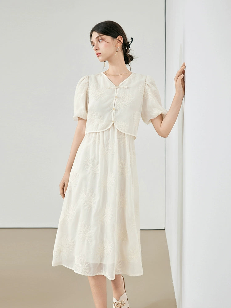Chinese Style Puff Sleeve Dress
