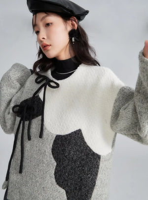 Chinese style woolen top