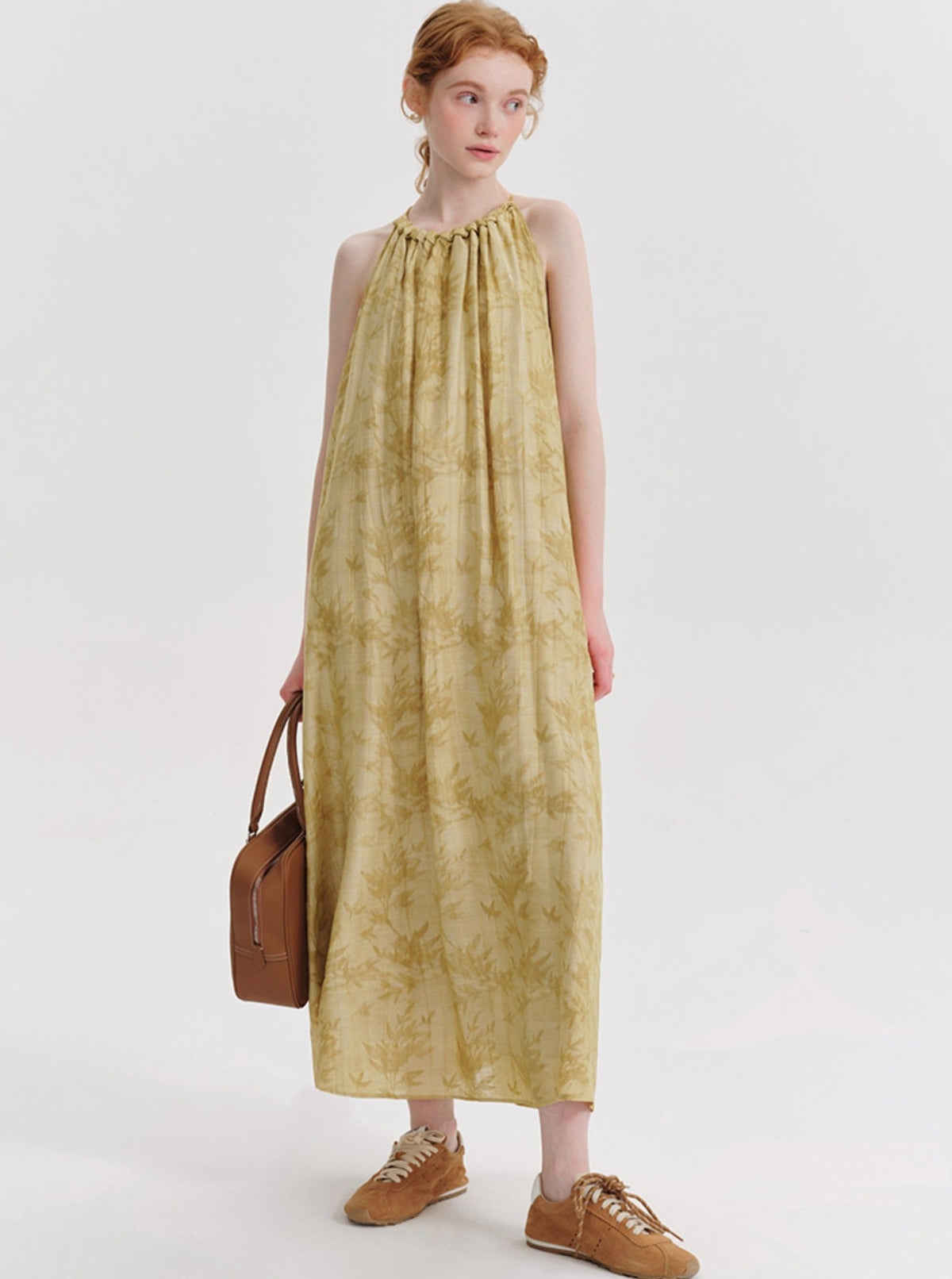 Chinese Tencel Suspender Halterneck Dress