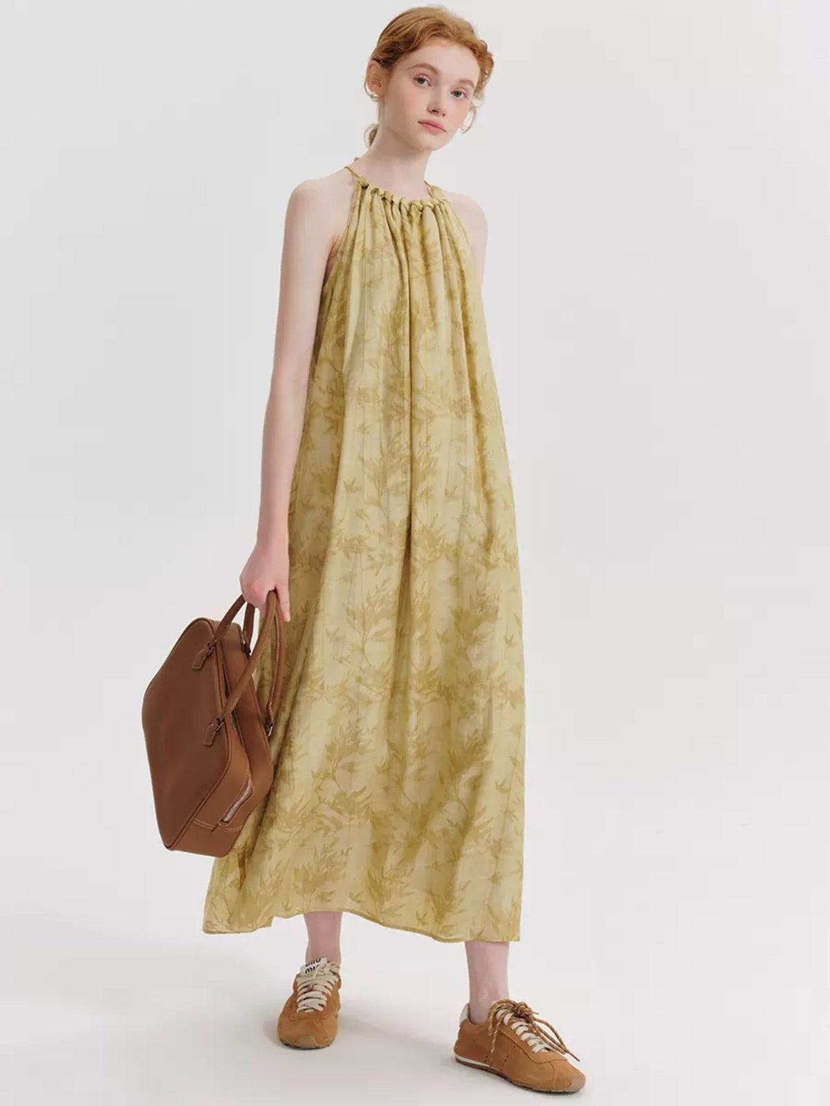 Chinese Tencel Suspender Halterneck Dress