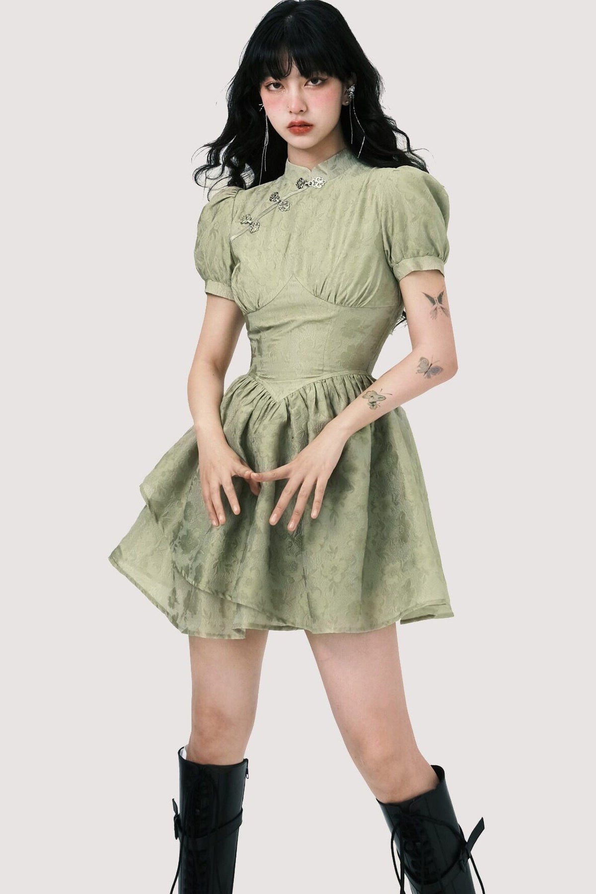 Chinoiserie Mist Forest Cheongsam Dress