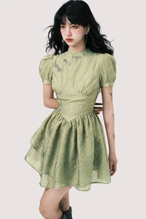 Chinoiserie Mist Forest Cheongsam Dress