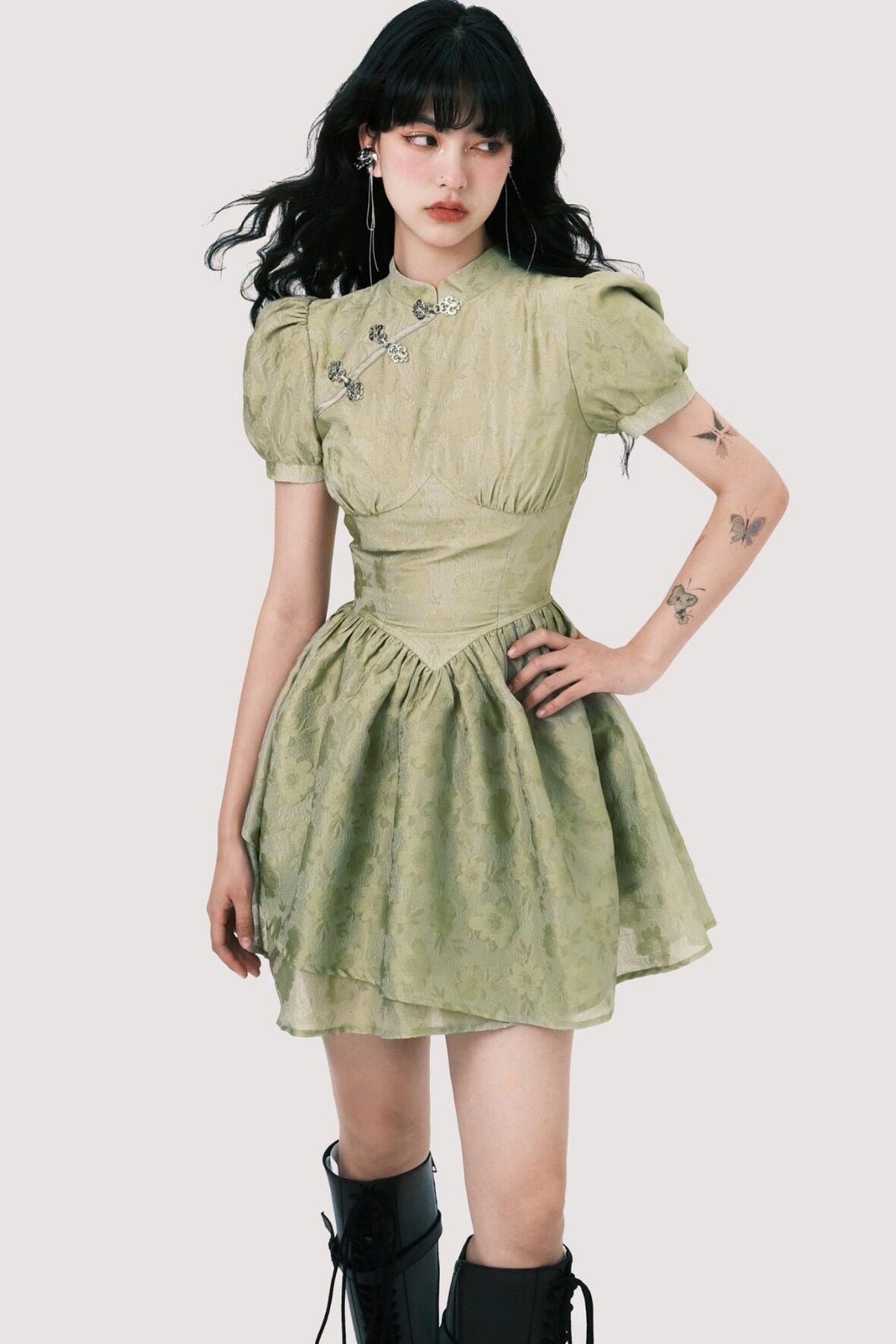 Chinoiserie Mist Forest Cheongsam Dress