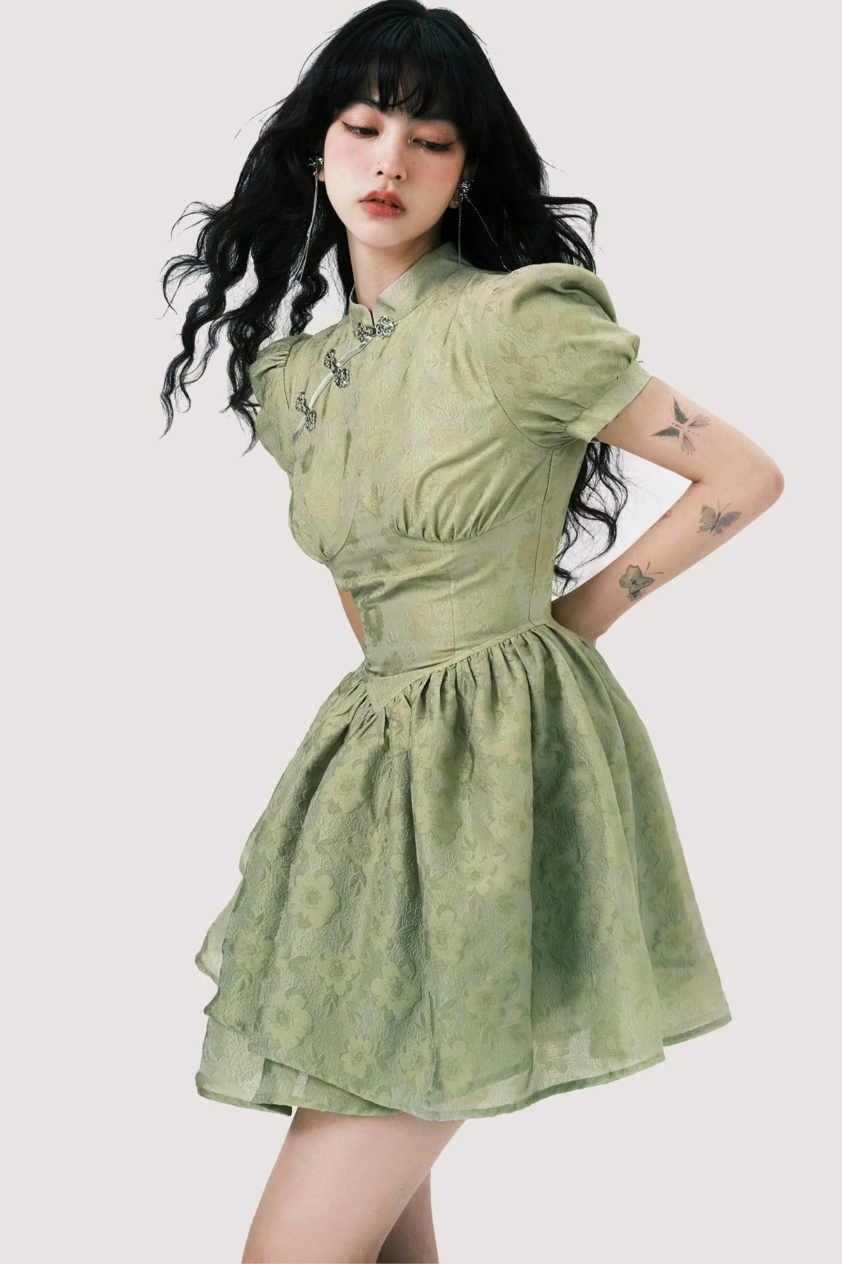 Chinoiserie Mist Forest Cheongsam Dress