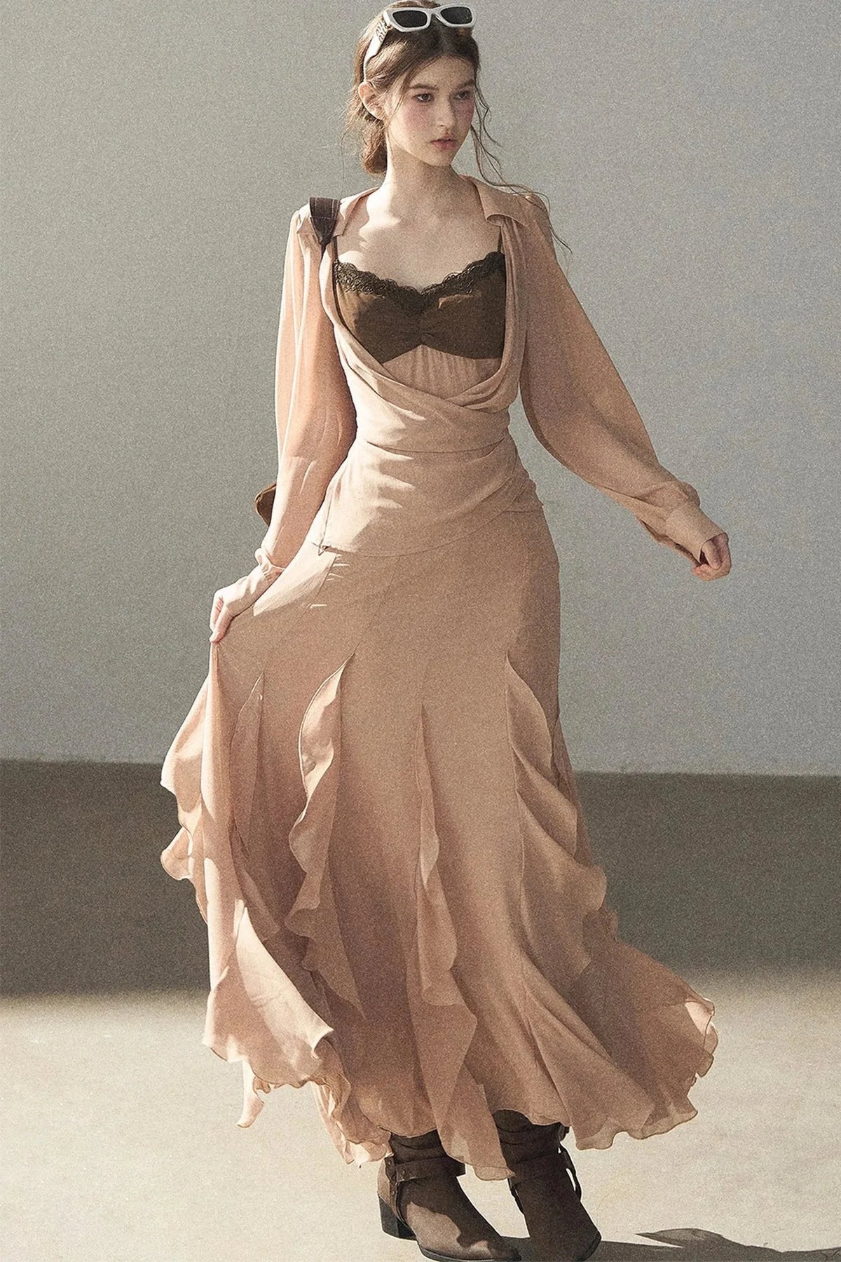 Cinnamon Pink Top and Suspender Dress Set-Up