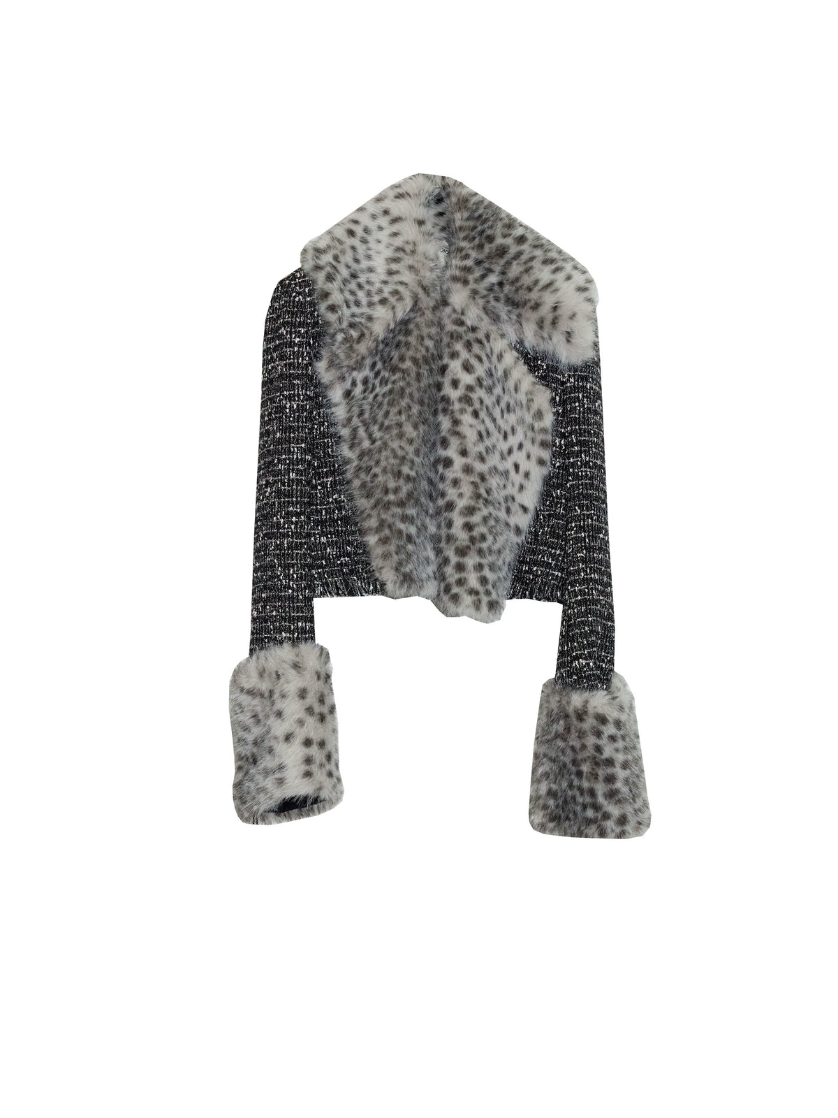 City Hunter Leopard Print Faux Fur Short Coat