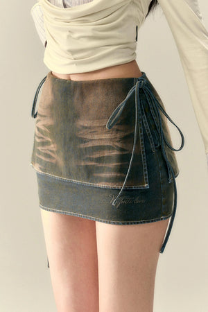 Classic Two-Piece Denim Straight Skirt