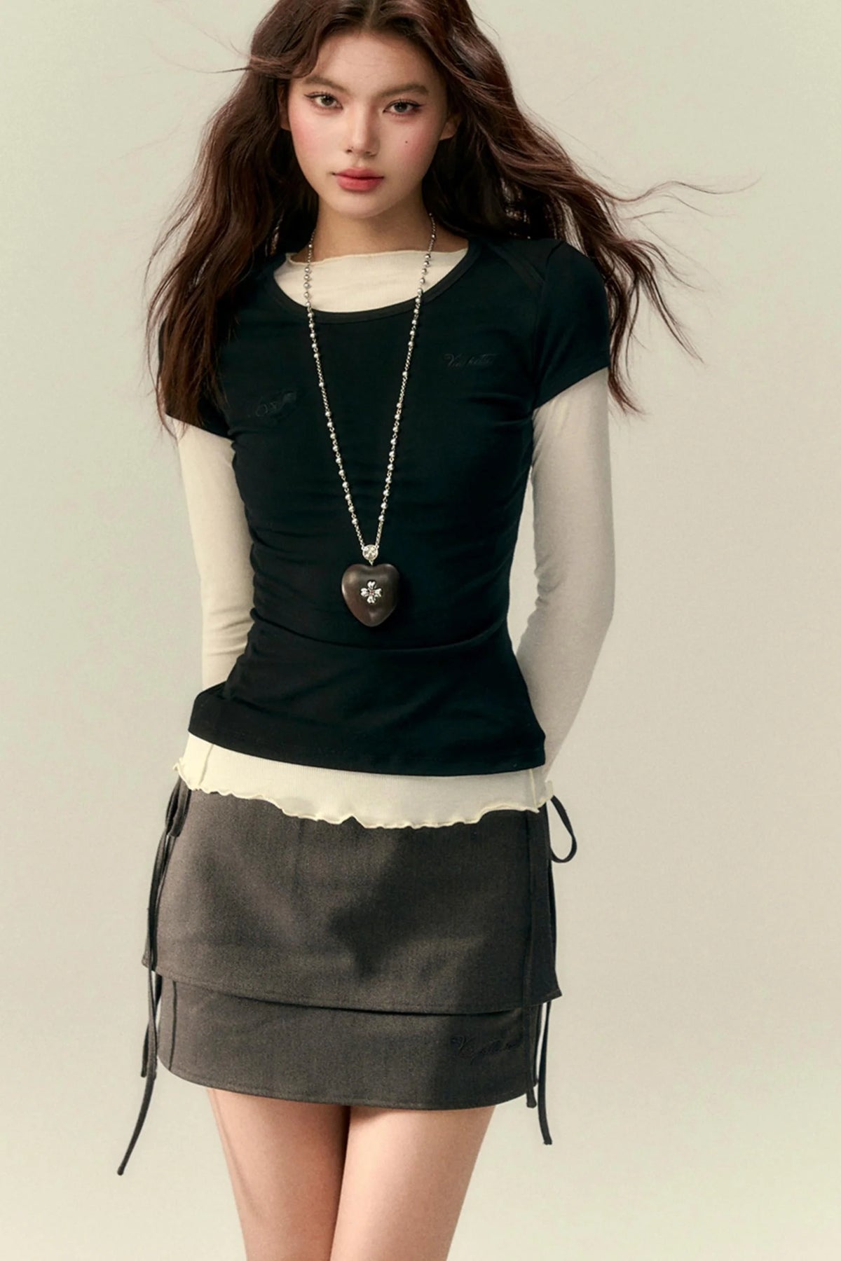 Classic Two-Piece Denim Straight Skirt