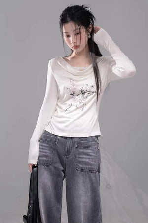 Cloud Beige Lyocell Blouse Set
