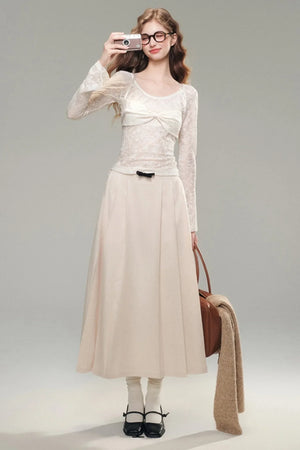 Cloud Collector Lace Woolen Blouse Set-Up
