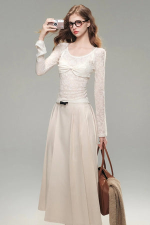 Cloud Collector Lace Woolen Blouse Set-Up