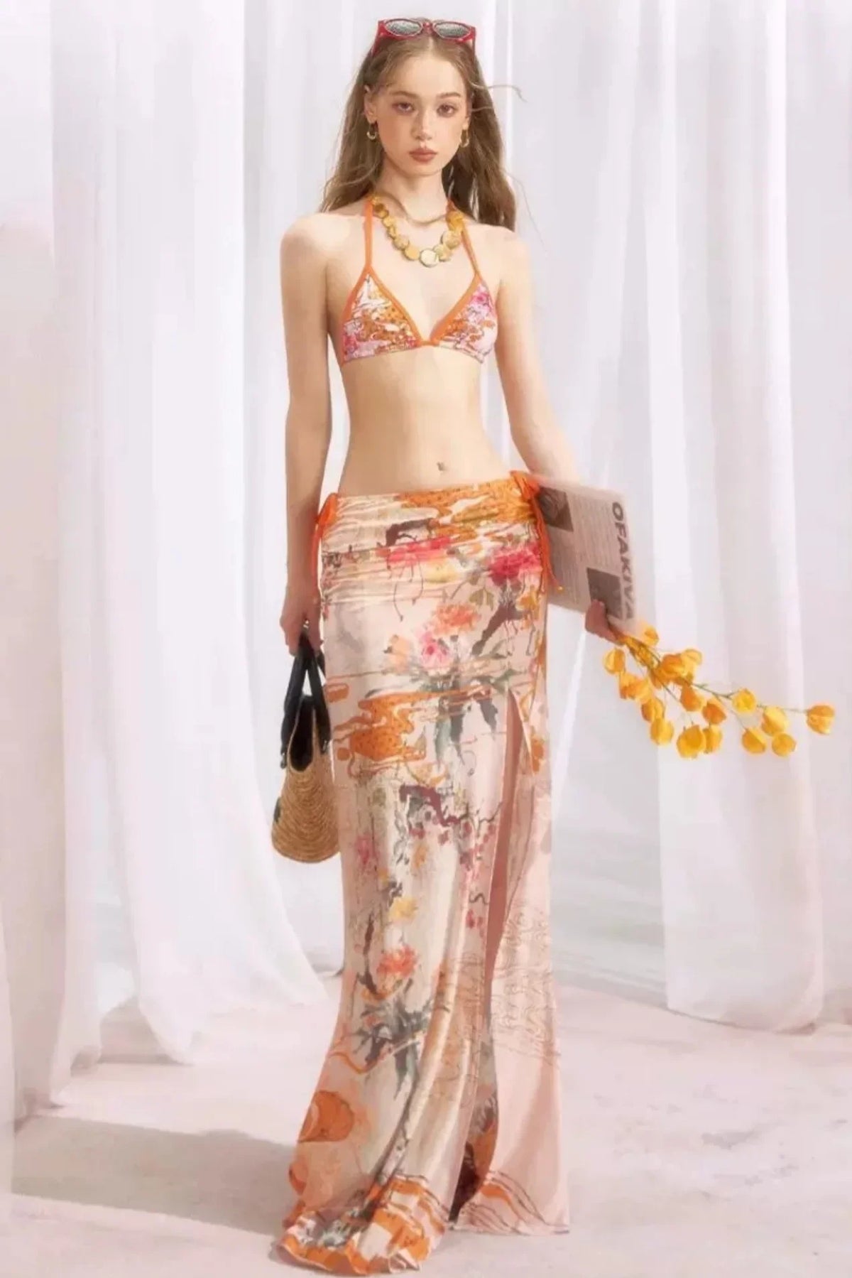 Cloud Flower Tropical Floral Triangle Bikini Set-Up