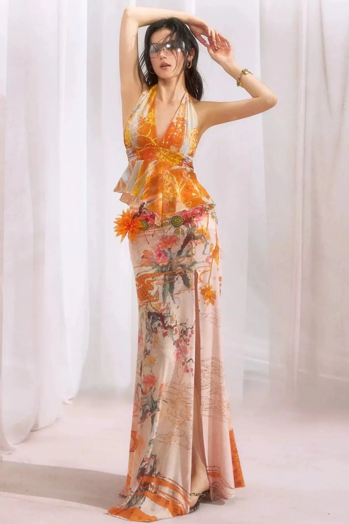 Cloud Flower Tropical Floral Triangle Bikini Set-Up