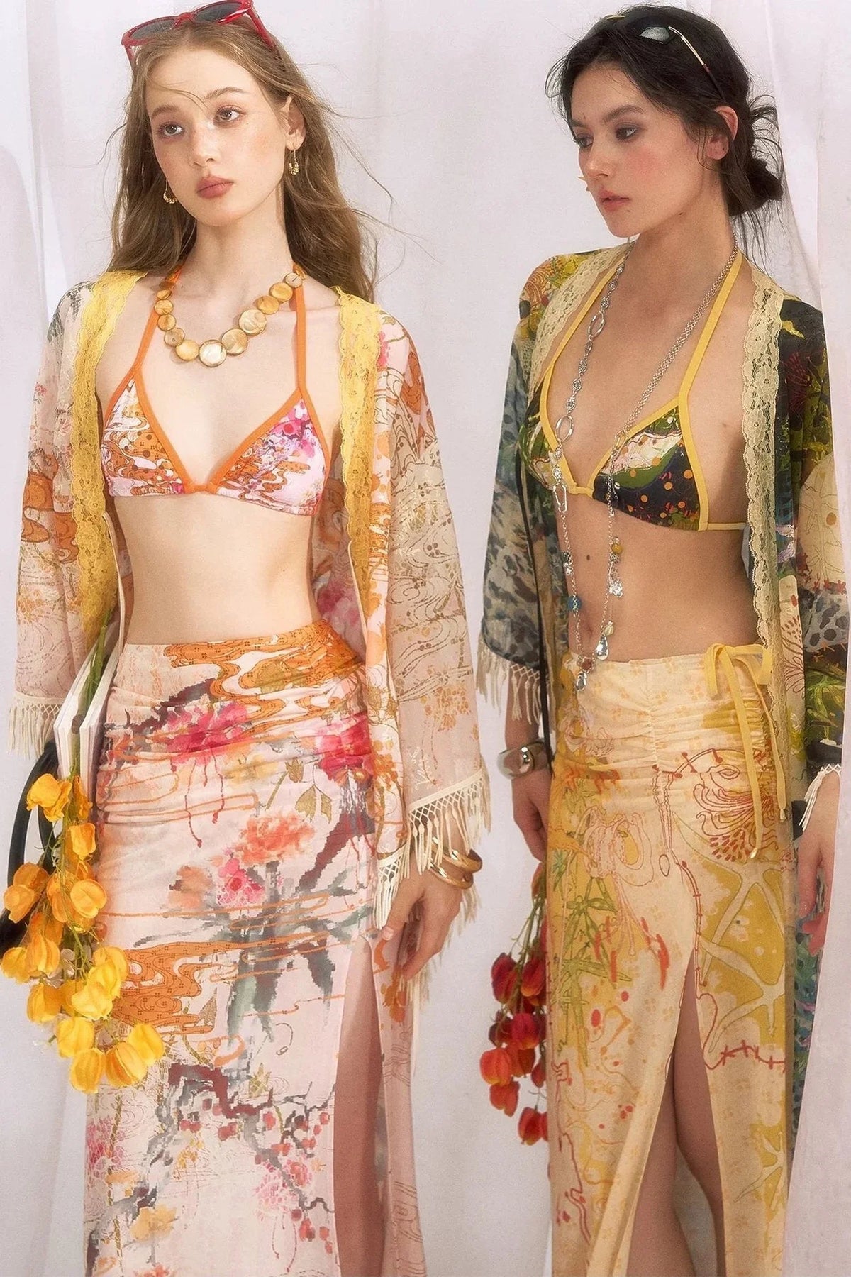 Cloud Flower Tropical Floral Triangle Bikini Set-Up