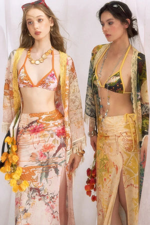 Cloud Flower Tropical Floral Triangle Bikini Set-Up