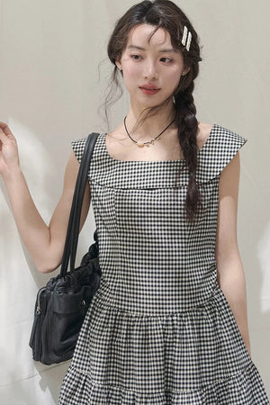 Cloud Garden Plaid Dress