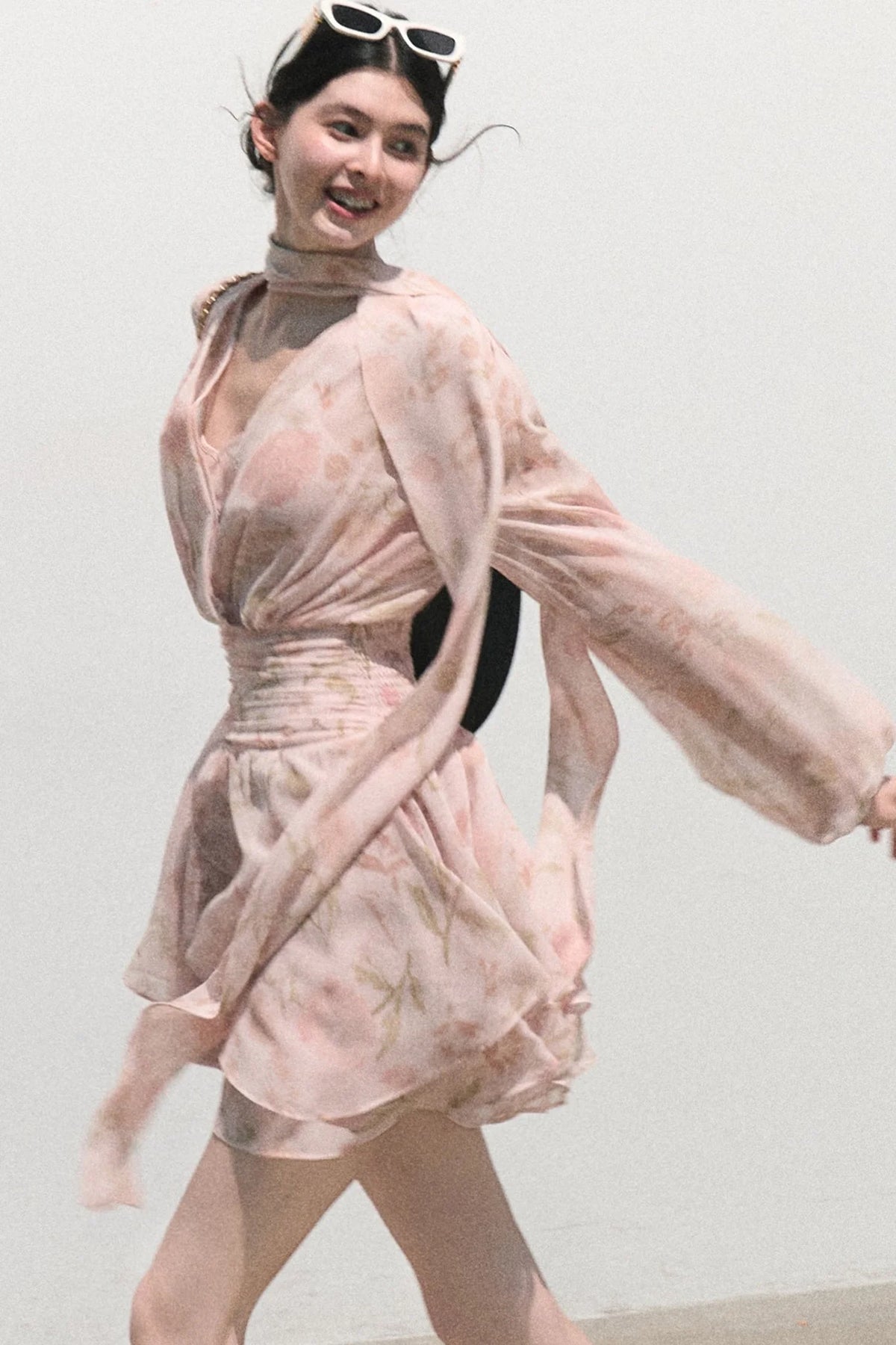 Cloud-Like Pink V-Neck Dress