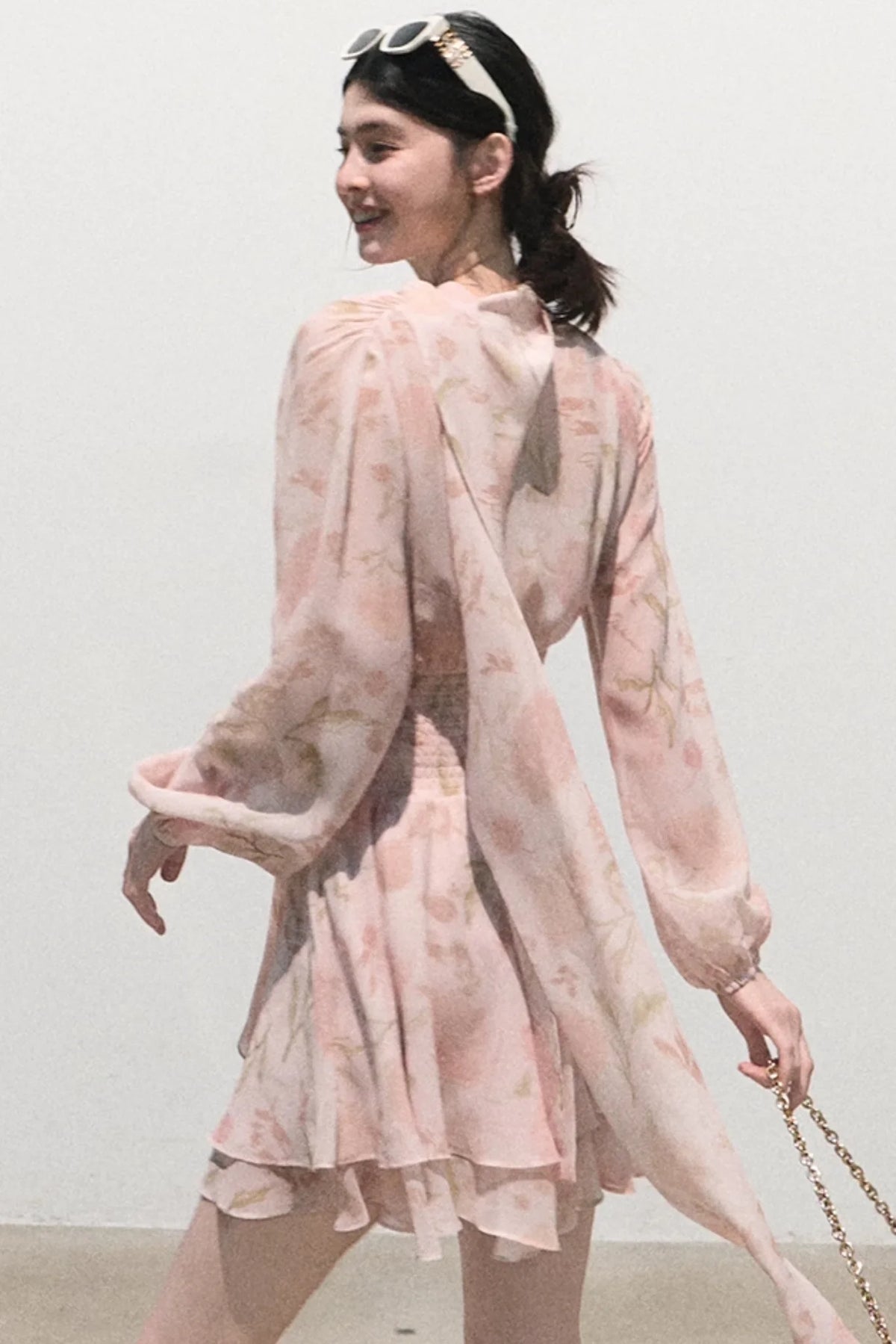 Cloud-Like Pink V-Neck Dress