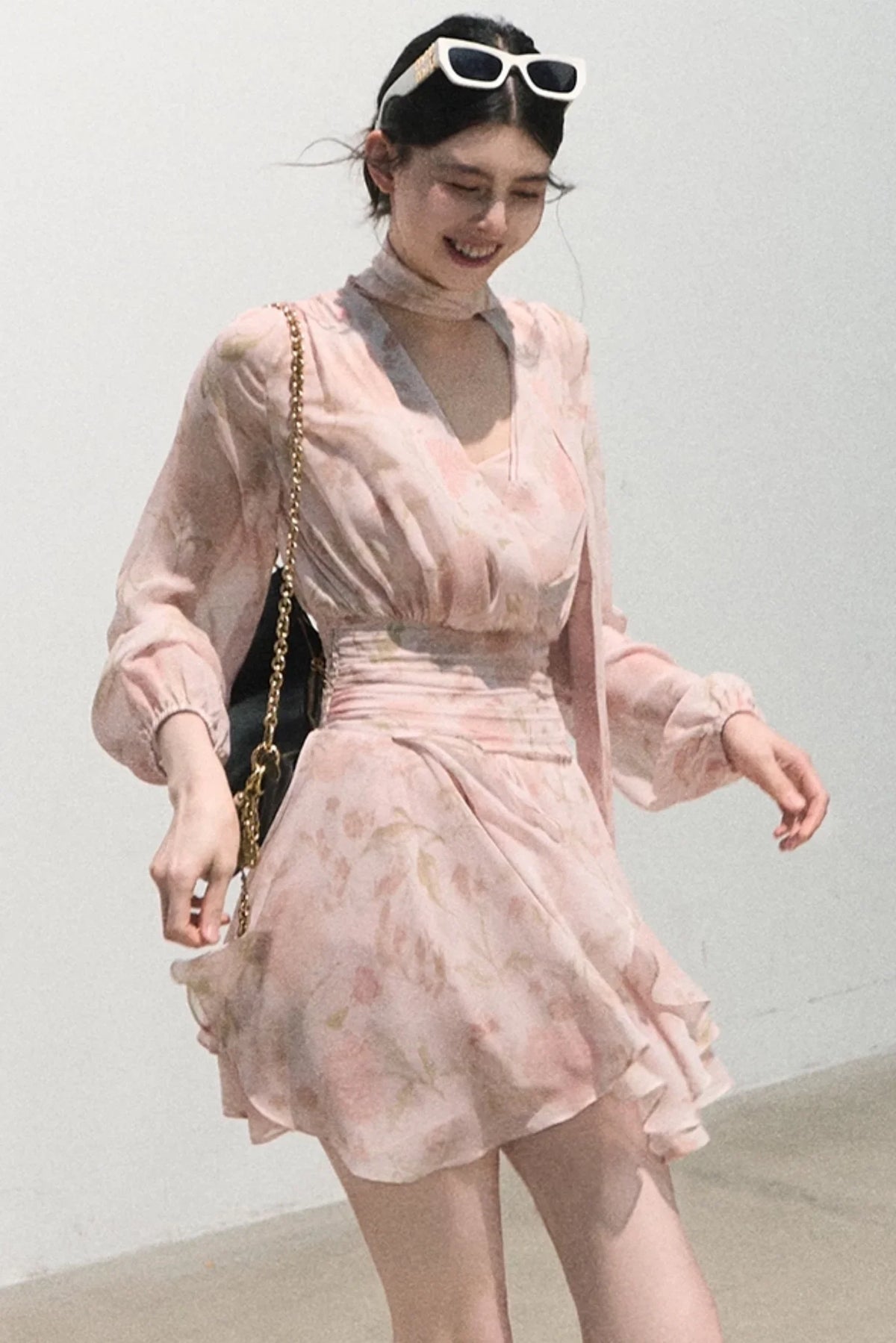 Cloud-Like Pink V-Neck Dress