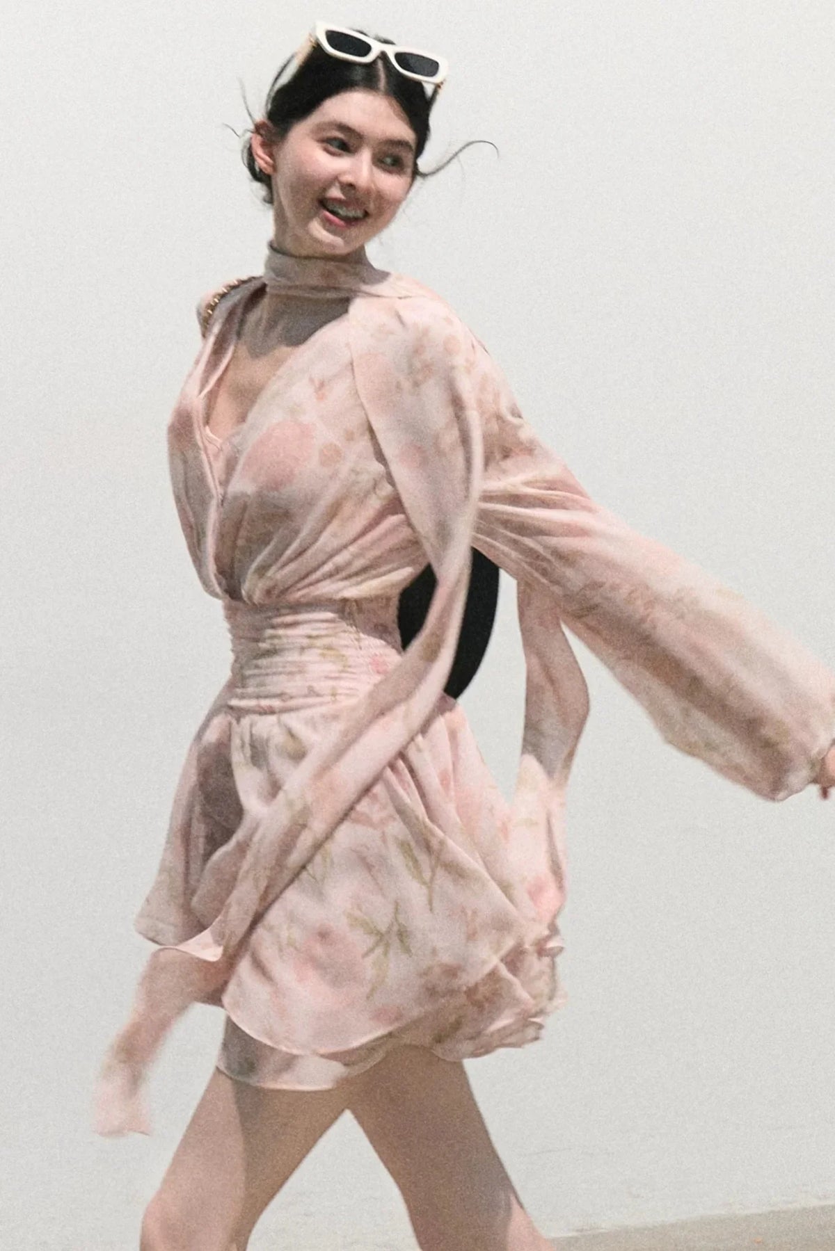 Cloud-Like Pink V-Neck Dress