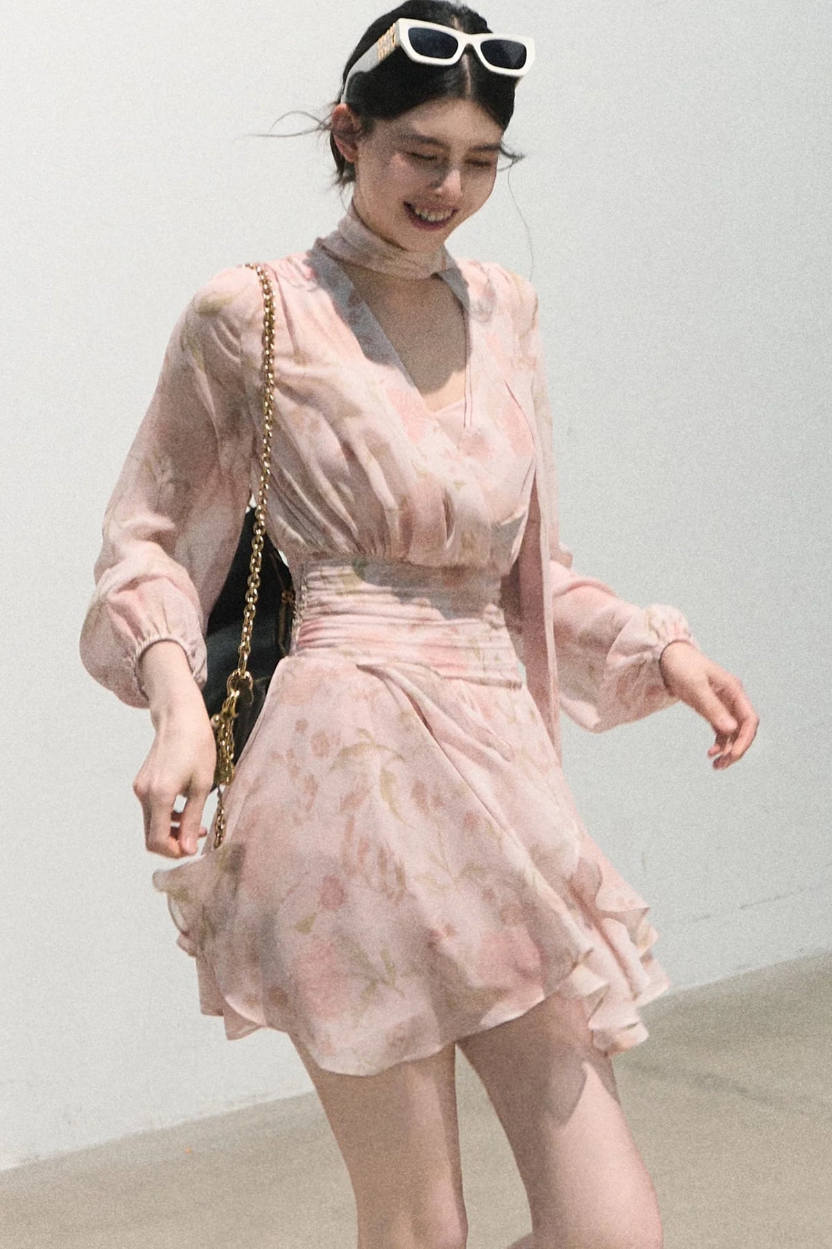 Cloud-Like Pink V-Neck Dress