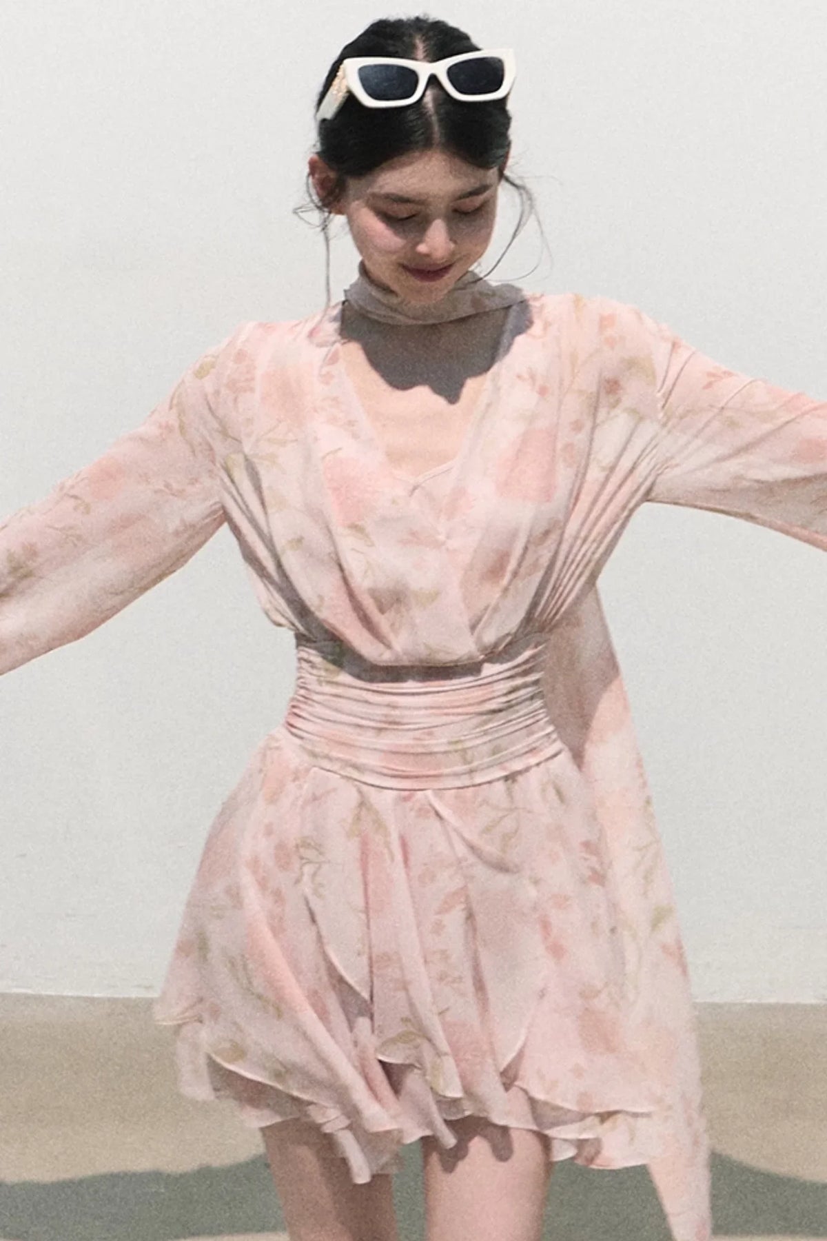 Cloud-Like Pink V-Neck Dress