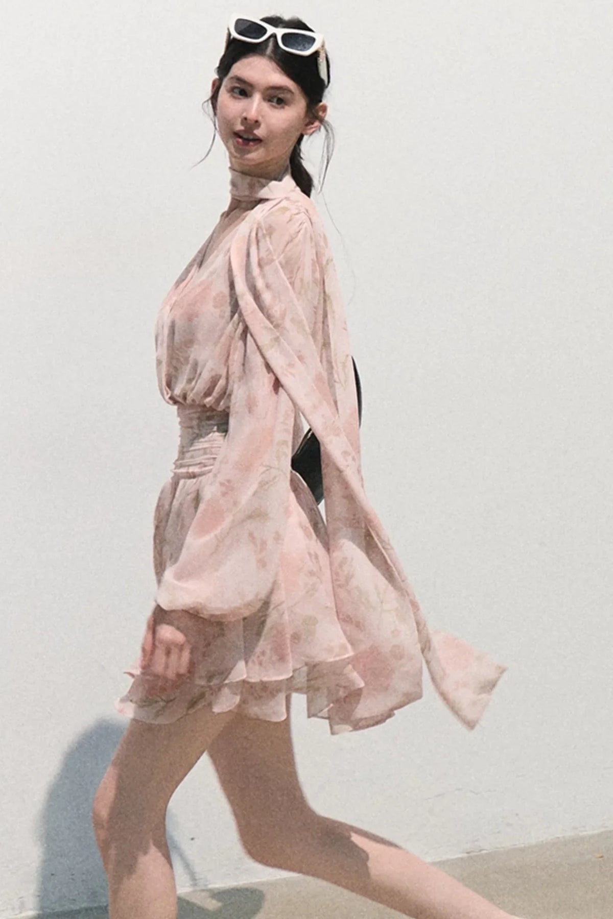 Cloud-Like Pink V-Neck Dress